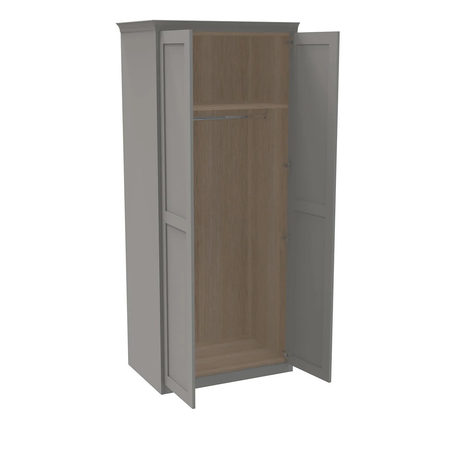 House Beautiful Realm Fitted Look Double Wardrobe, Oak Effect Carcass - Grey Shaker Doors (W) 1001mm X (H) 2256mm - Image 2
