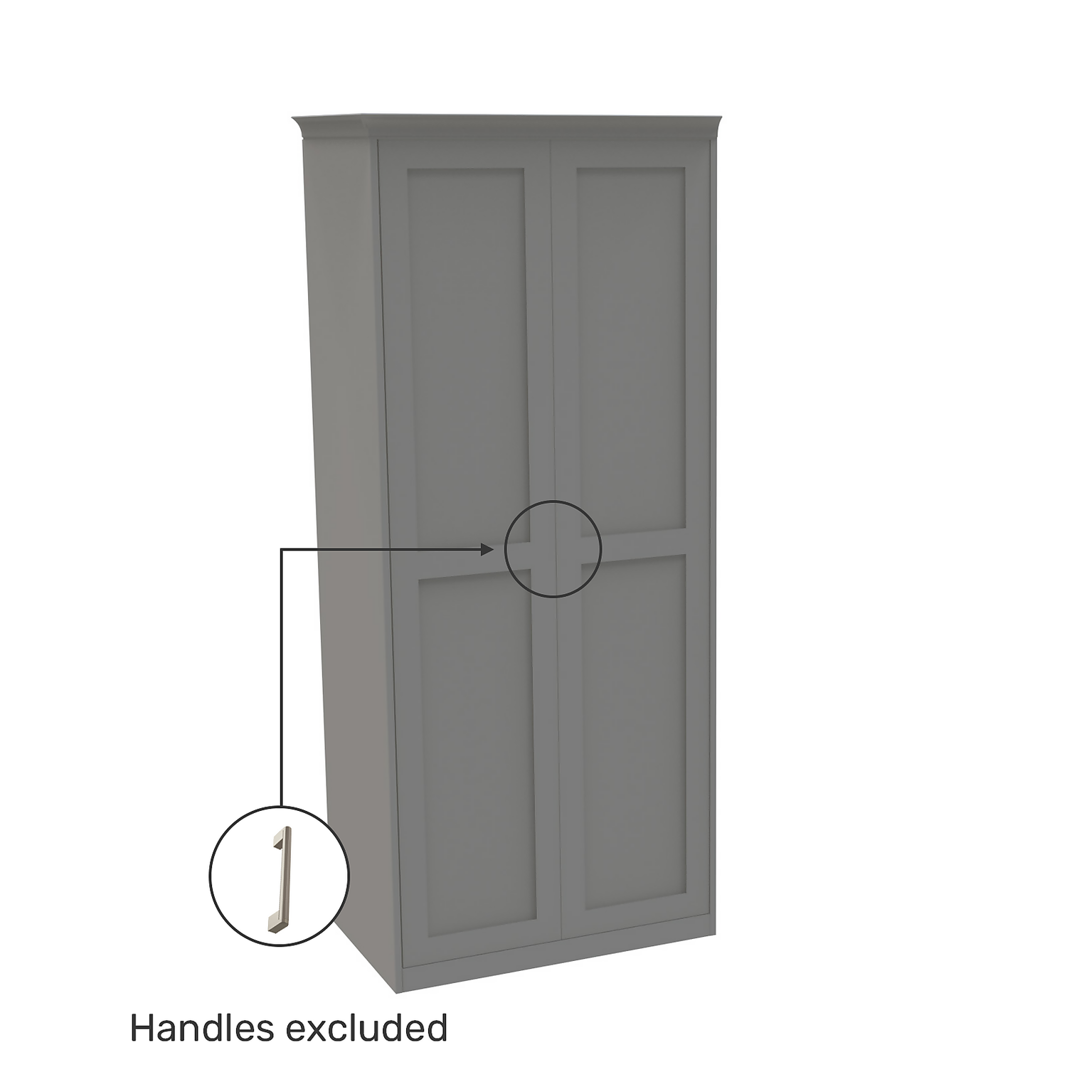 House Beautiful Realm Fitted Look Double Wardrobe, Oak Effect Carcass - Grey Shaker Doors (W) 1001mm X (H) 2256mm - Image 3