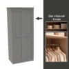House Beautiful Realm Fitted Look Double Wardrobe, Oak Effect Carcass - Grey Shaker Doors (W) 1001mm X (H) 2256mm