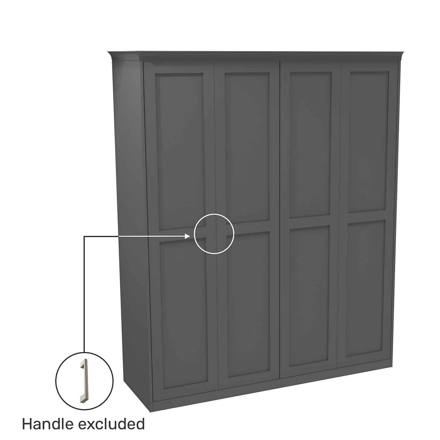 House Beautiful Realm Fitted Look Quad Wardrobe, Oak Effect Carcass - Carbon Grey Shaker Doors (W) 1901mm X (H) 2256mm - Image 3