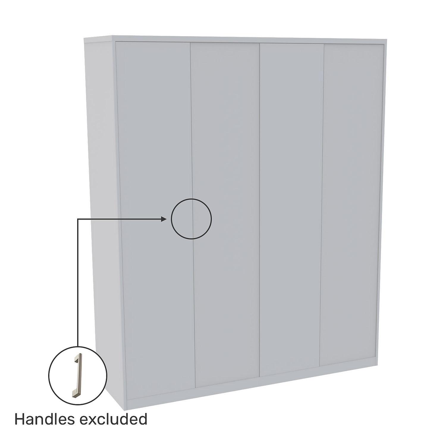 House Beautiful Honest Fitted Look Quad Wardrobe, Oak Effect Carcass - Gloss White Slab Doors (W) 1840mm X (H) 2226mm - Image 3