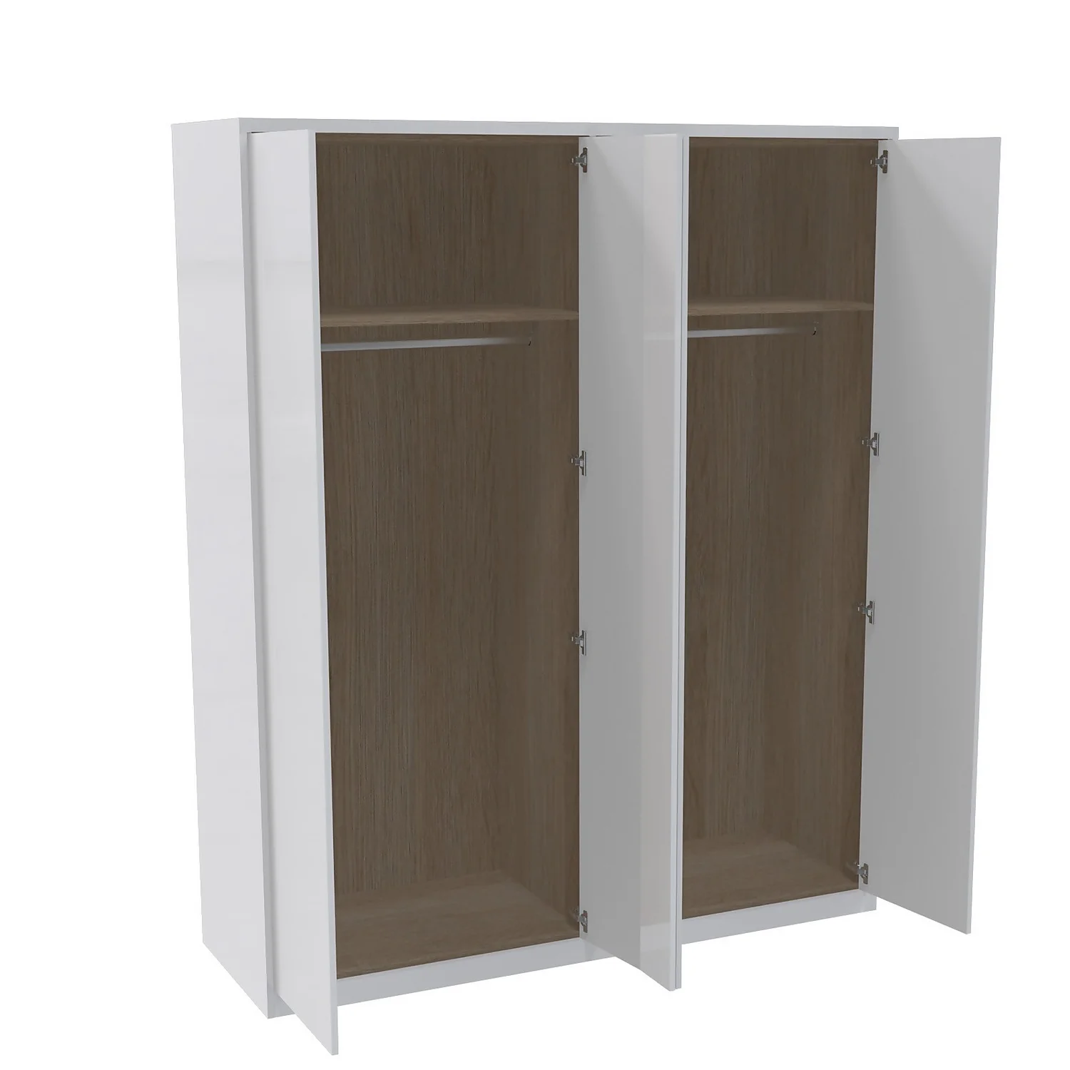 House Beautiful Honest Fitted Look Quad Wardrobe, Oak Effect Carcass - Gloss White Slab Doors (W) 1840mm X (H) 2226mm - Image 2