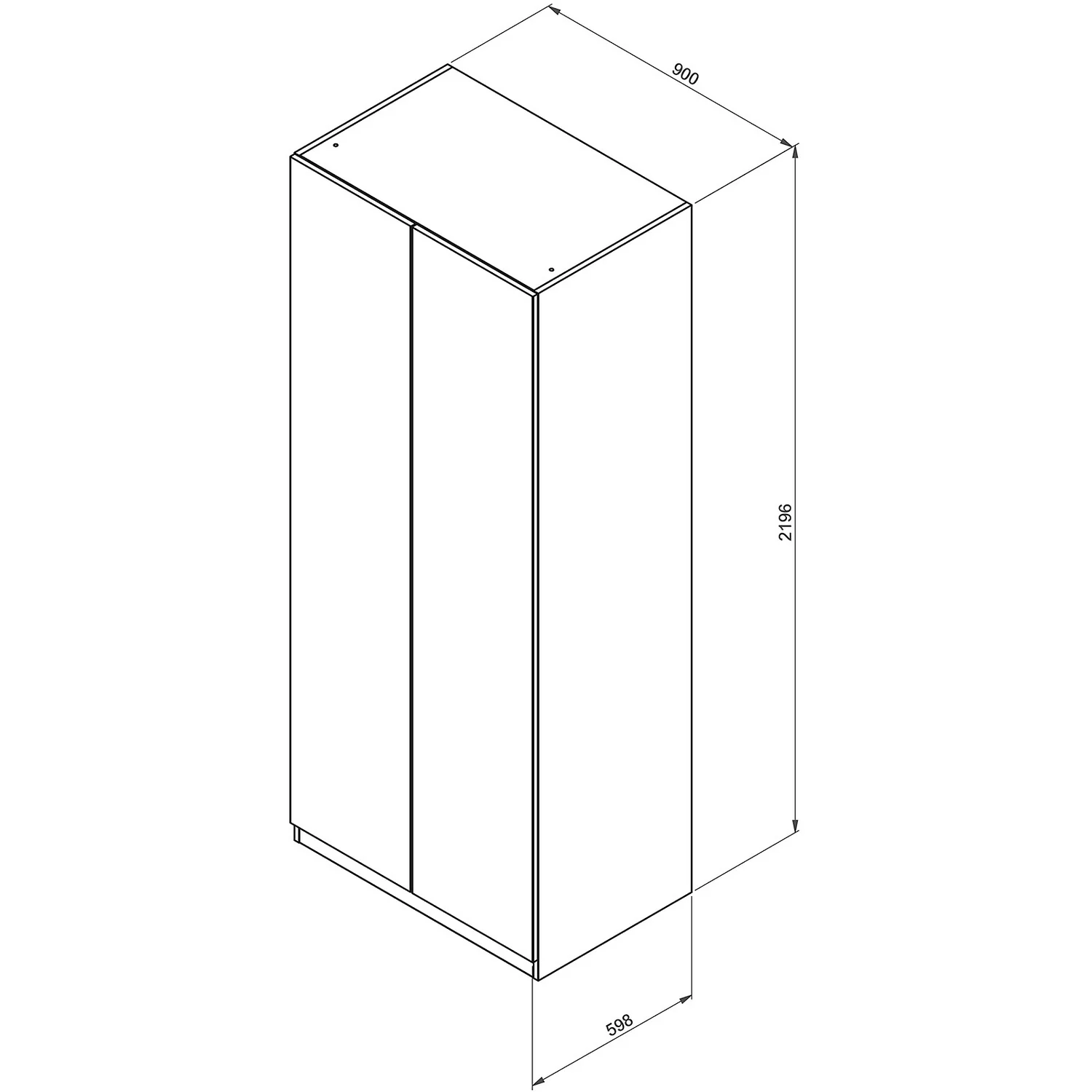 House Beautiful Honest Double Wardrobe, White Carcass - Gloss Grey Slab Doors (W) 900mm X (H) 2196mm - Image 5