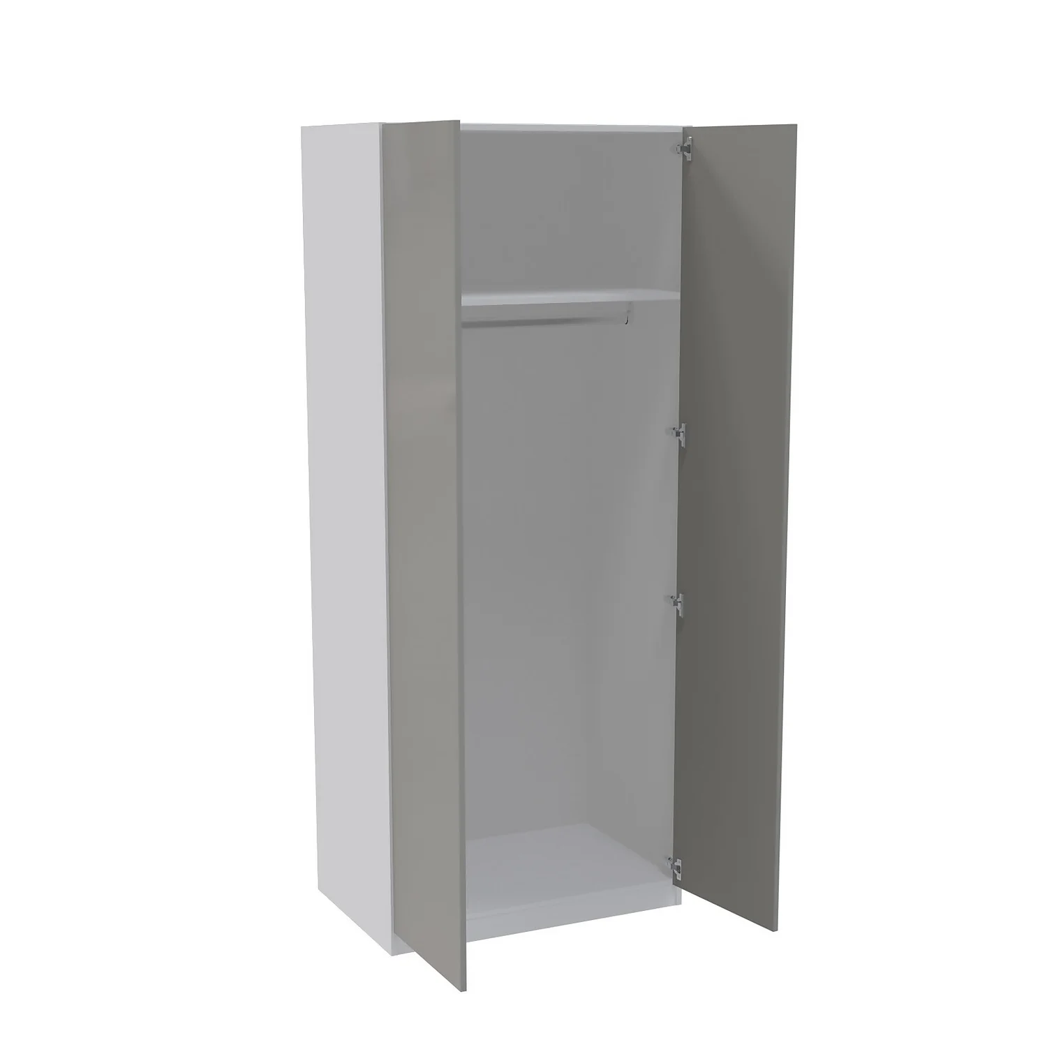 House Beautiful Honest Double Wardrobe, White Carcass - Gloss Grey Slab Doors (W) 900mm X (H) 2196mm - Image 2