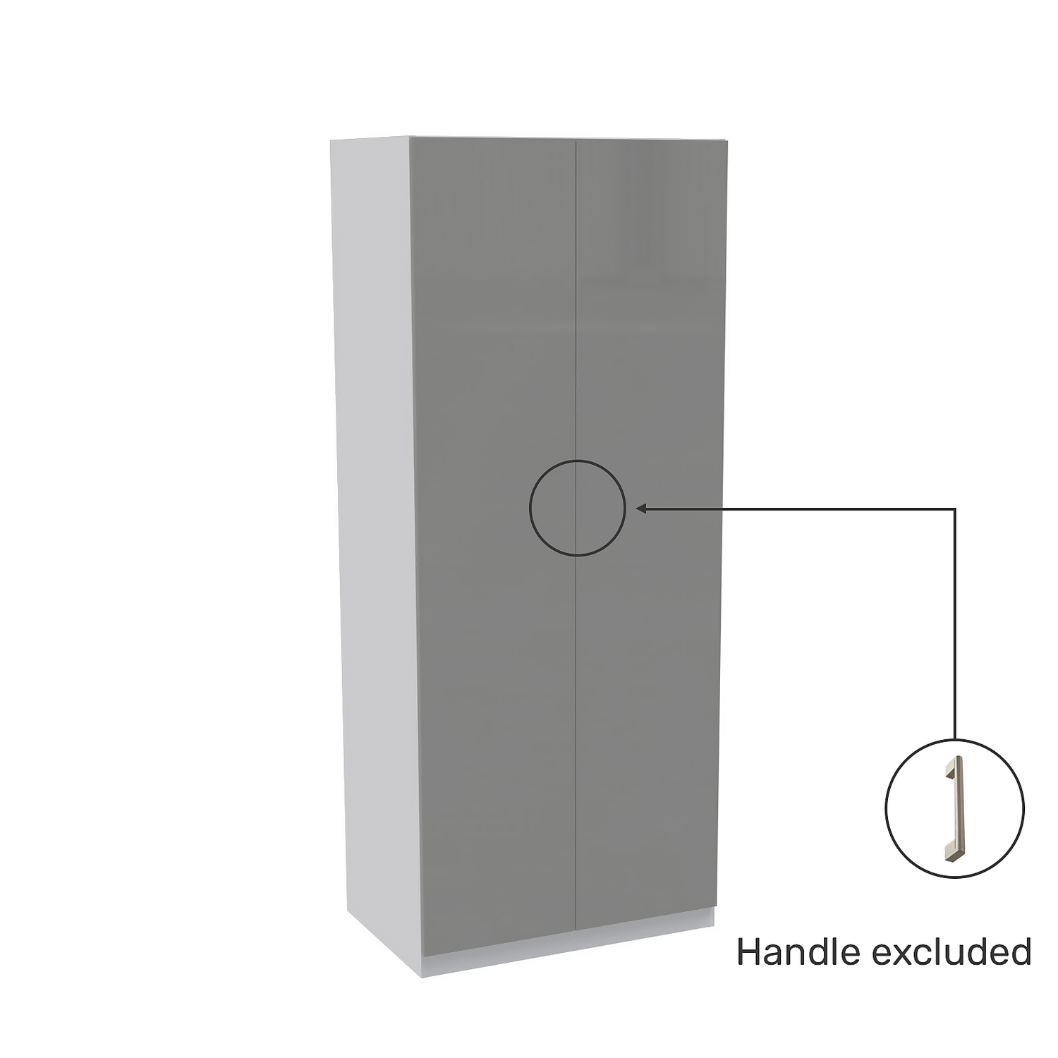 House Beautiful Honest Double Wardrobe, White Carcass - Gloss Grey Slab Doors (W) 900mm X (H) 2196mm - Image 3