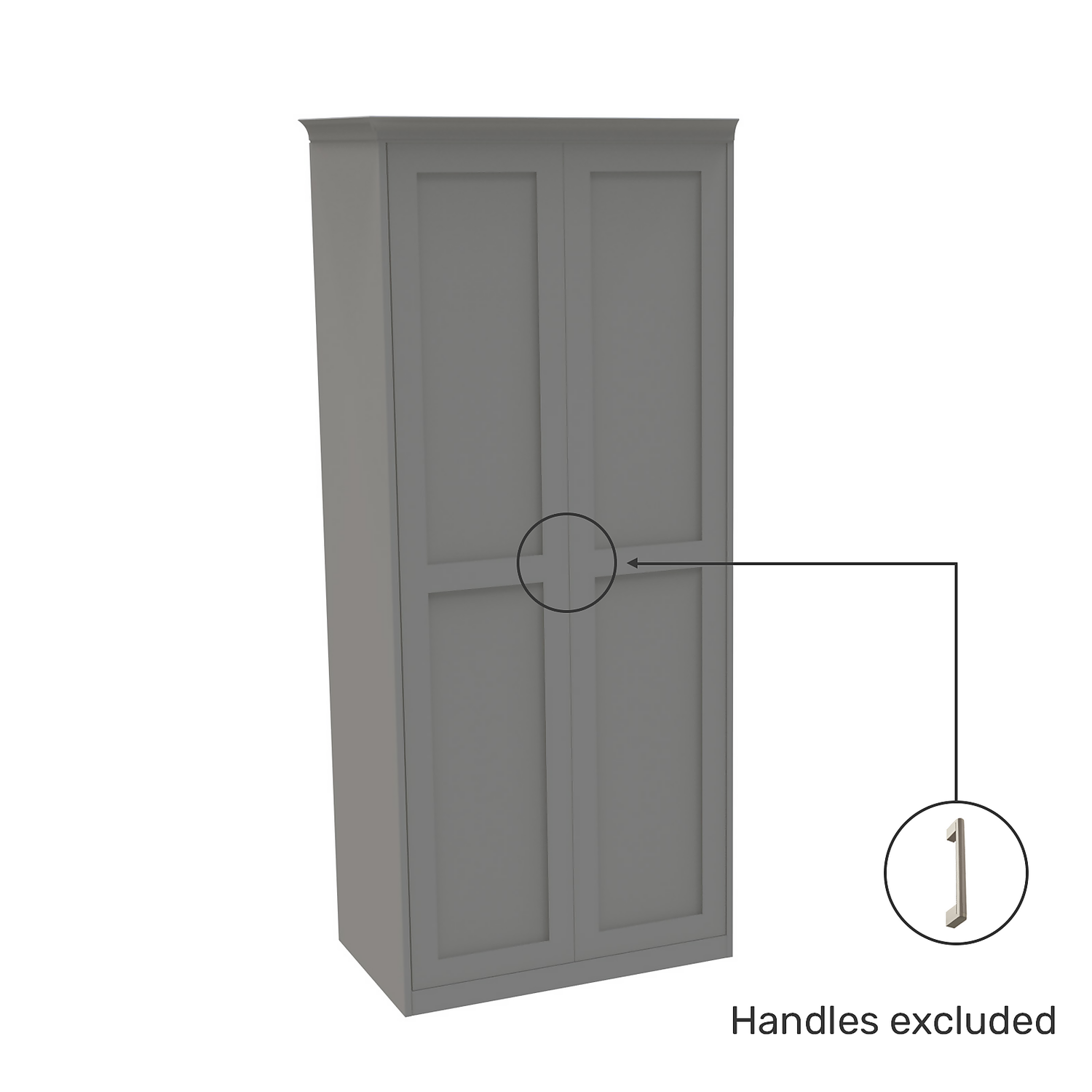 House Beautiful Realm Fitted Look Double Wardrobe, White Carcass - Grey Shaker Doors (W) 1001mm X (H) 2256mm - Image 3