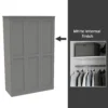 House Beautiful Realm Fitted Look Triple Wardrobe, White Carcass - Grey Shaker Doors (W) 1451mm X (H) 2256mm