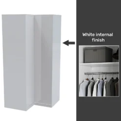 House Beautiful Honest Fitted Look Corner Wardrobe, White Carcass - Gloss White Slab Doors (W) 1073mm X (H) 2226mm