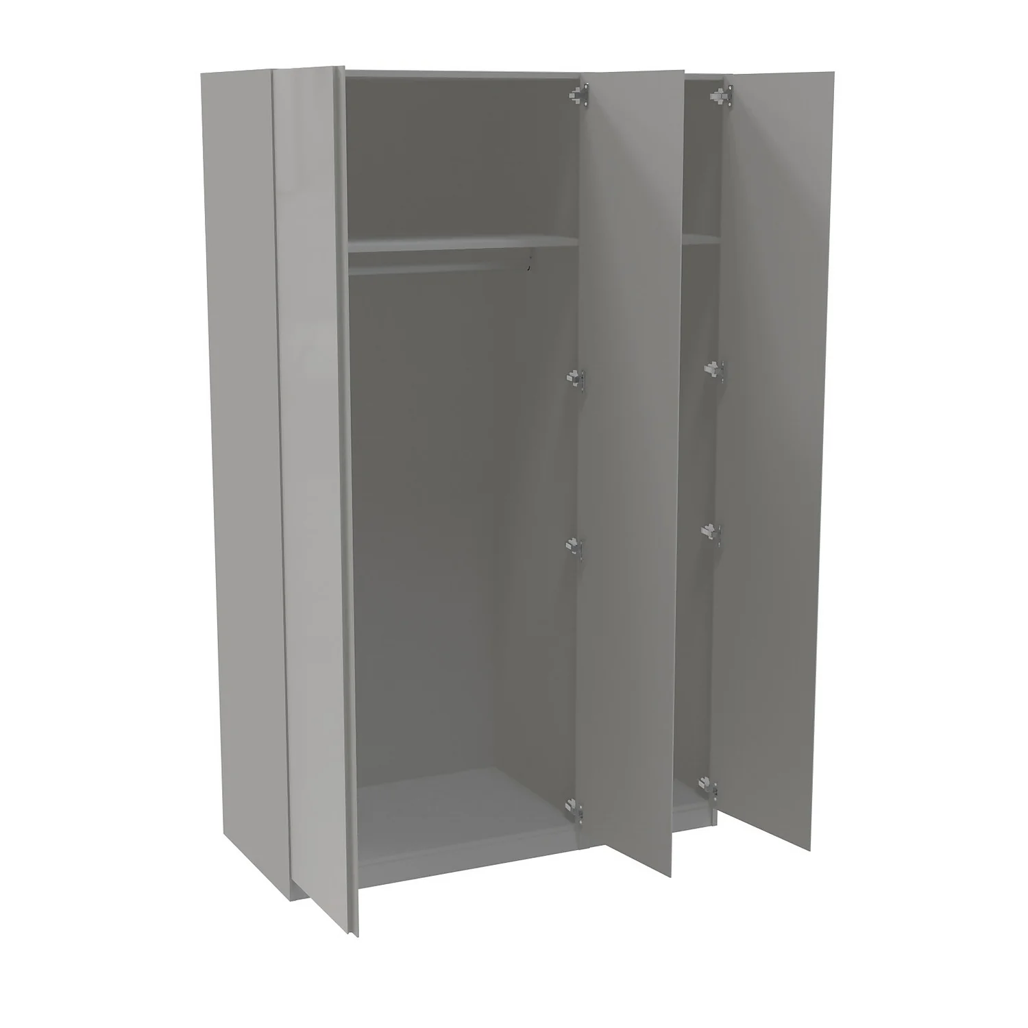 House Beautiful Escape Triple Wardrobe, Grey Carcass - Gloss Grey Handleless Doors (W) 1350mm X (H) 2196mm - Image 2