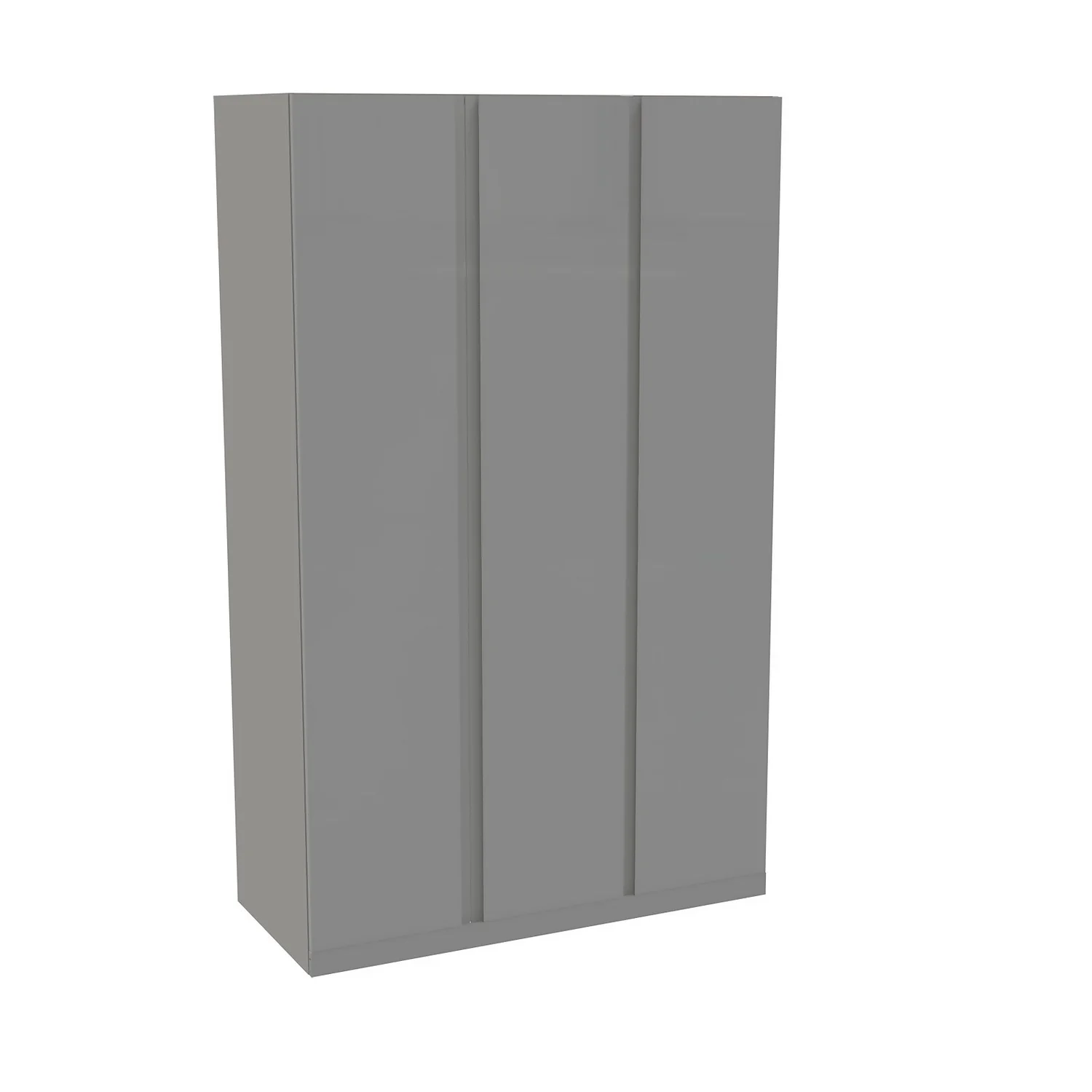 House Beautiful Escape Triple Wardrobe, Grey Carcass - Gloss Grey Handleless Doors (W) 1350mm X (H) 2196mm