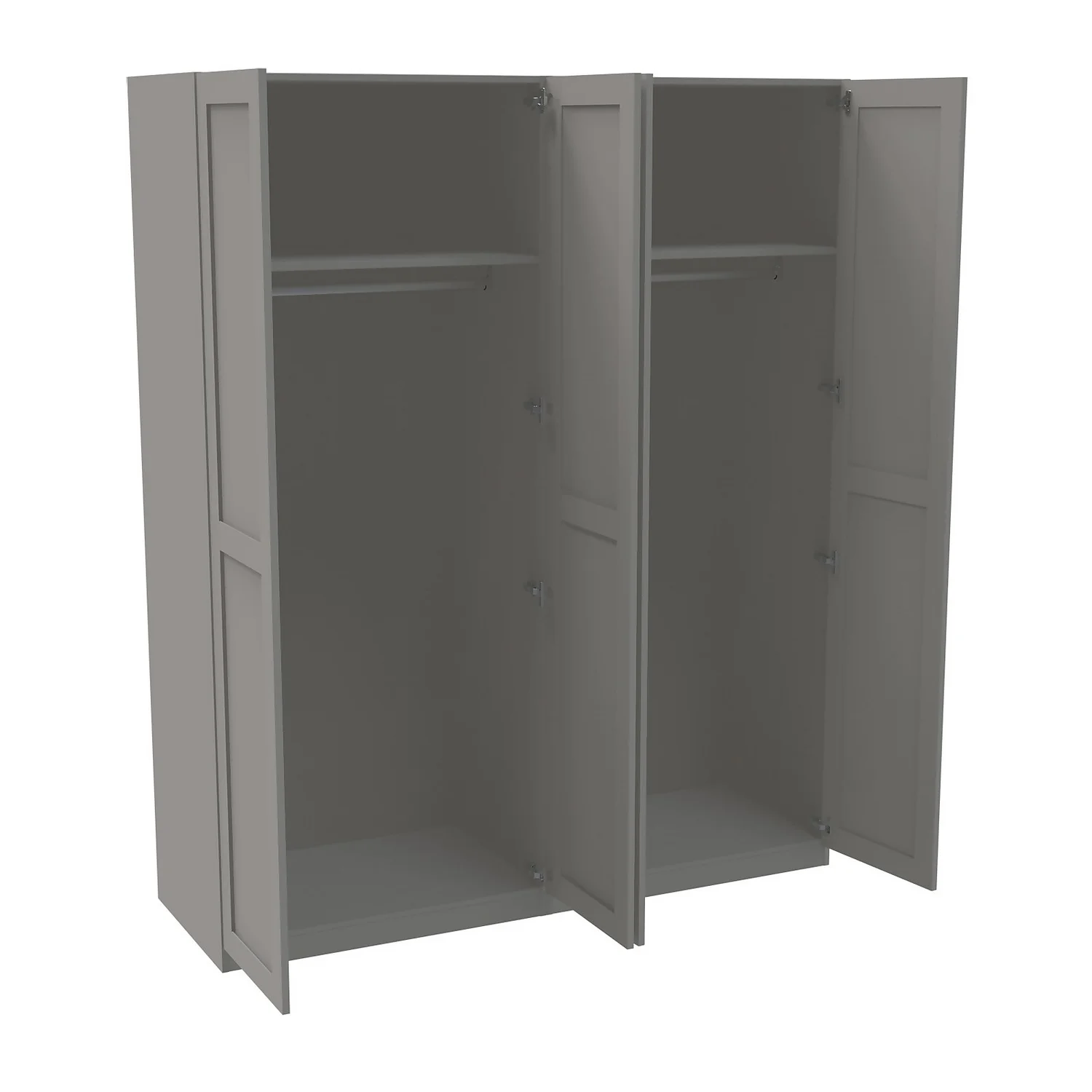 House Beautiful Realm Quad Wardrobe, Grey Carcass - Grey Shaker Doors (W) 1800mm X (H) 2196mm - Image 2