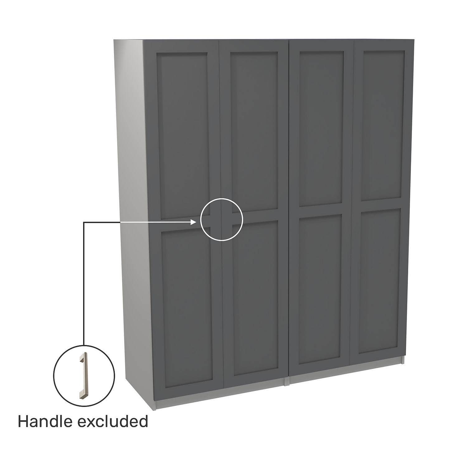 House Beautiful Realm Quad Wardrobe, Grey Carcass - Carbon Grey Shaker Doors (W) 1800mm X (H) 2196mm - Image 3