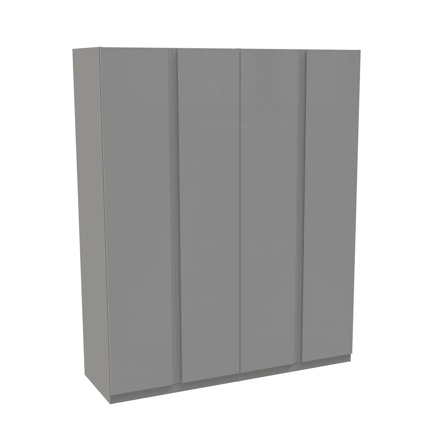 House Beautiful Escape Quad Wardrobe, Grey Carcass - Gloss Grey Handleless Doors (W) 1800mm X (H) 2196mm