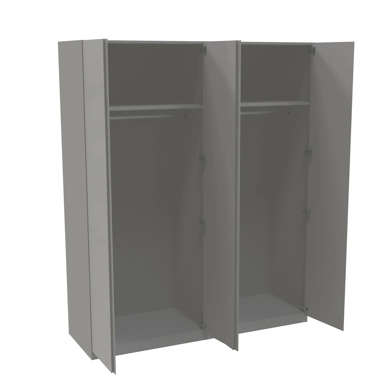 House Beautiful Escape Quad Wardrobe, Grey Carcass - Gloss Grey Handleless Doors (W) 1800mm X (H) 2196mm - Image 2