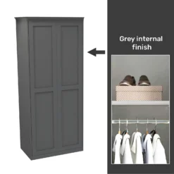 House Beautiful Realm Fitted Look Double Wardrobe, Grey Carcass - Carbon Grey Shaker Doors (W) 1001mm X (H) 2256mm