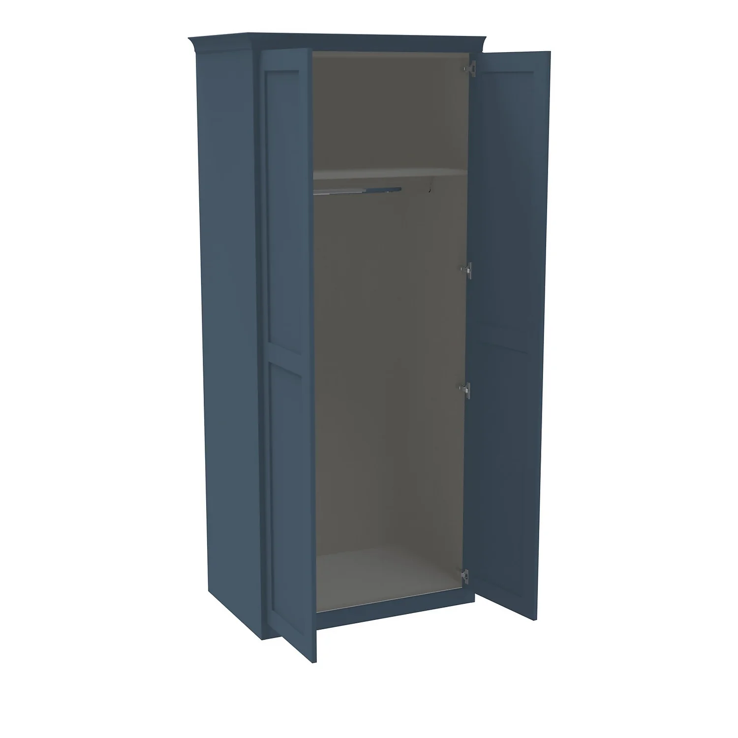 House Beautiful Realm Fitted Look Double Wardrobe, Grey Carcass - Navy Blue Shaker Doors (W) 1001mm X (H) 2256mm - Image 2