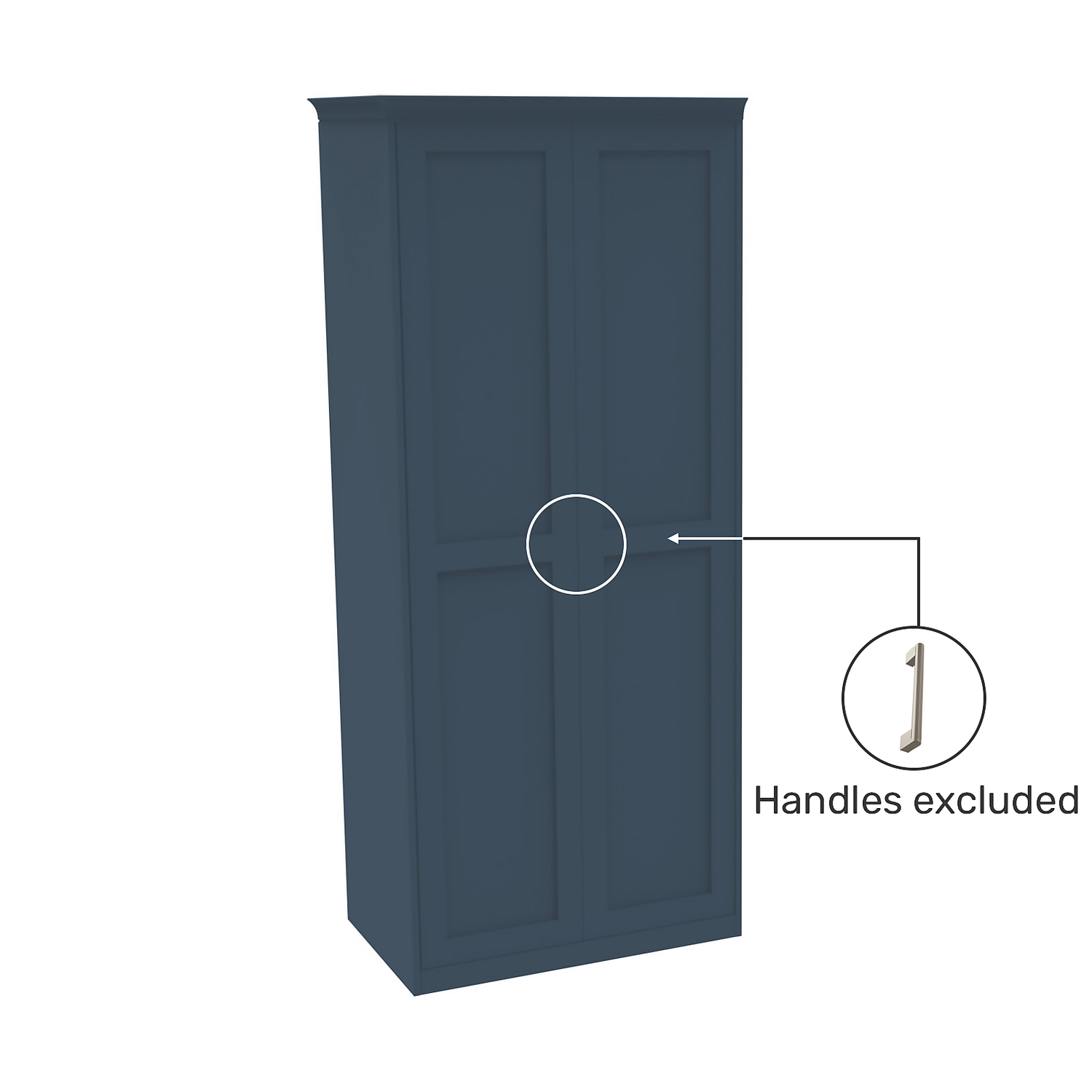 House Beautiful Realm Fitted Look Double Wardrobe, Grey Carcass - Navy Blue Shaker Doors (W) 1001mm X (H) 2256mm - Image 3