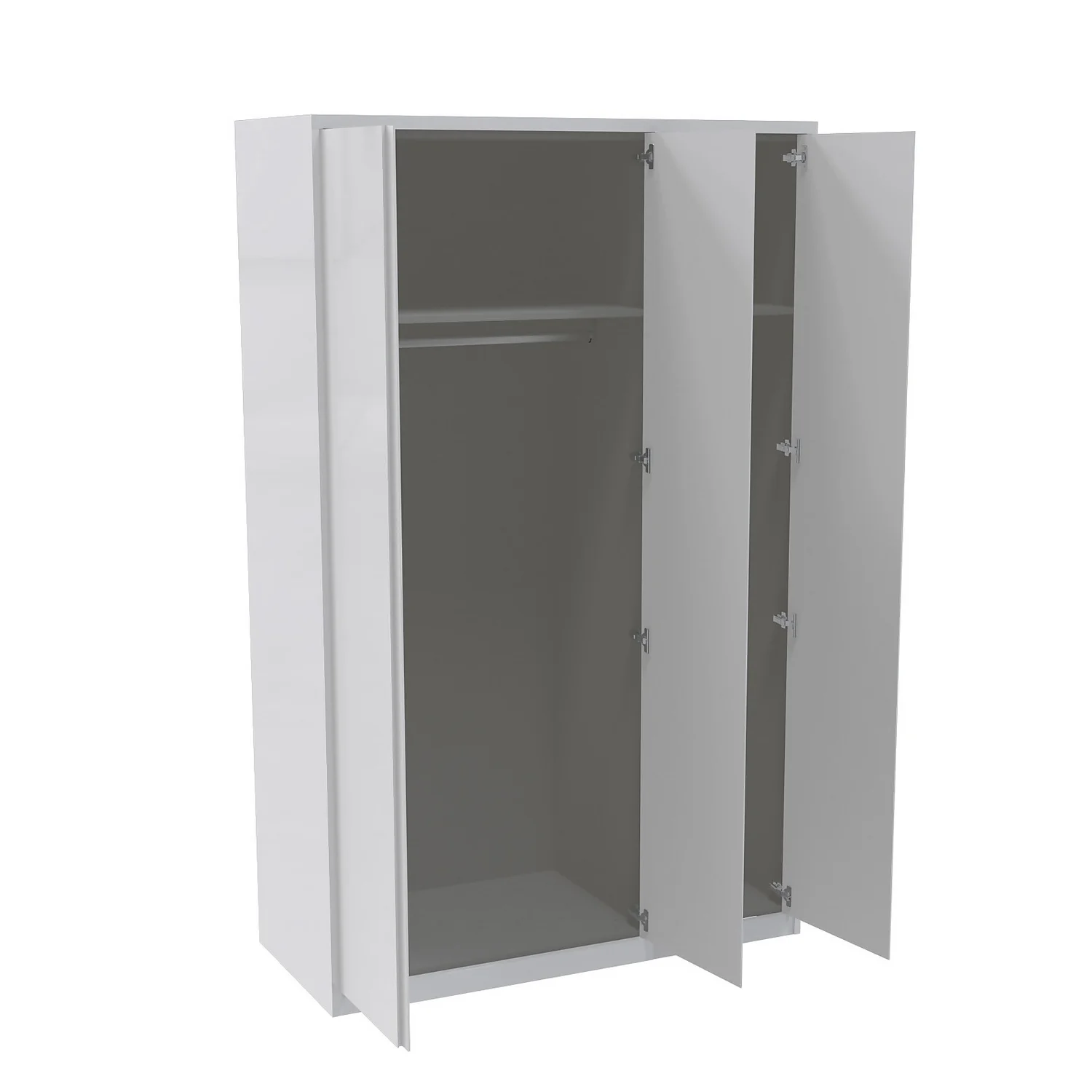 House Beautiful Escape Fitted Look Triple Wardrobe, Grey Carcass - Gloss White Handleless Doors (W) 1390mm X (H) 2226mm - Image 2