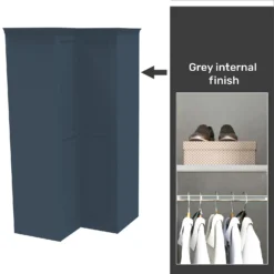 House Beautiful Realm Fitted Look Corner Wardrobe, Grey Carcass - Navy Blue Shaker Doors (W) 1103mm X (H) 2256mm