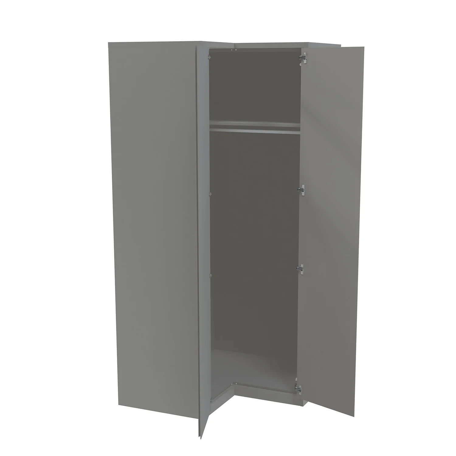 House Beautiful Escape Fitted Look Corner Wardrobe, Grey Carcass - Gloss Grey Handleless Doors (W) 1073mm X (H) 2226mm - Image 2