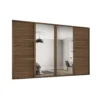 Shaker 4 Door Sliding Wardrobe Kit Walnut Panel / Mirror With Walnut Frame (W)2290 X (H)2260mm