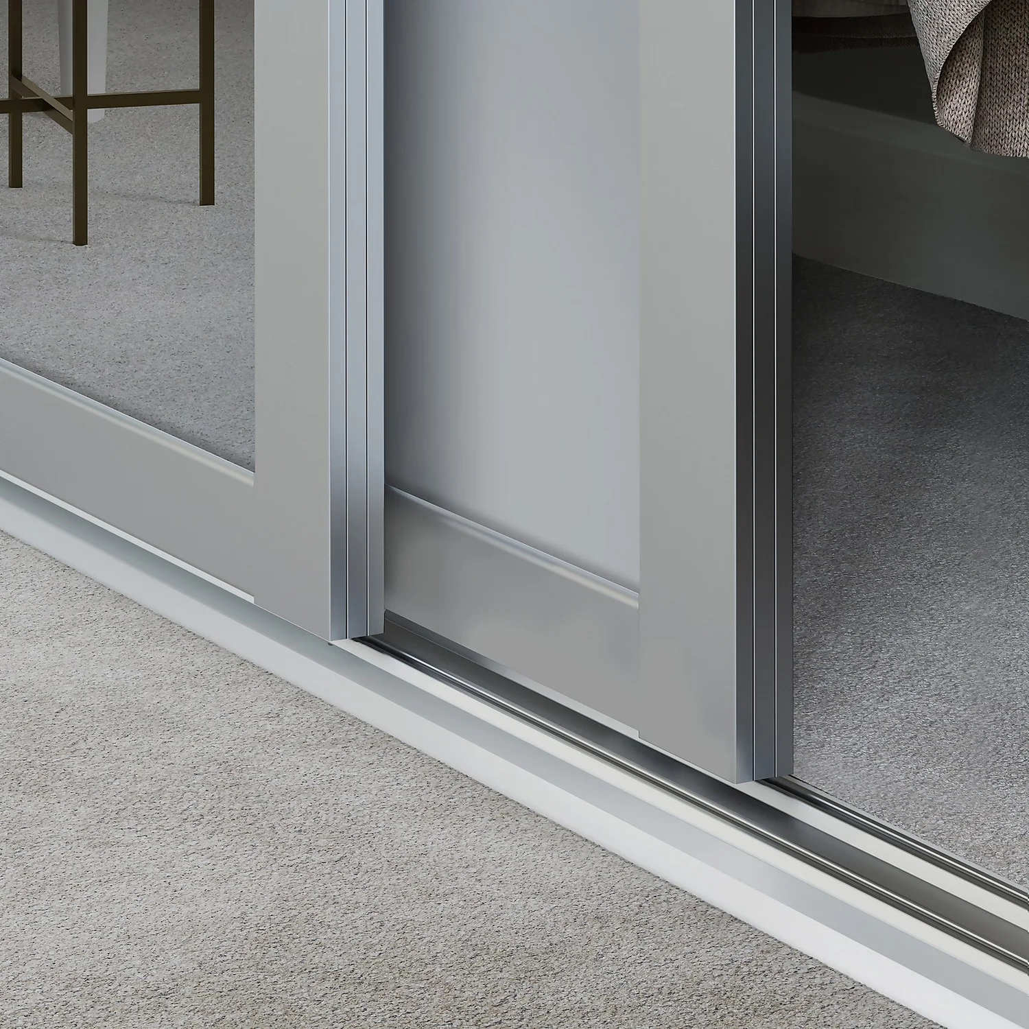 Shaker 4 Door Sliding Wardrobe Kit Dove Grey Panel / Mirror With Dove Grey Frame (W)2898 X (H)2260mm - Image 3